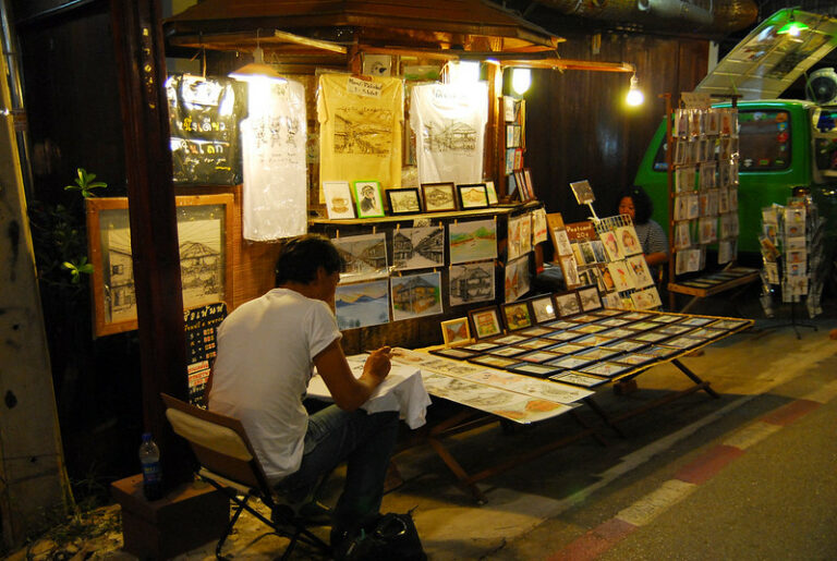 Artiste illustrateur, walking street, Chiang Khan